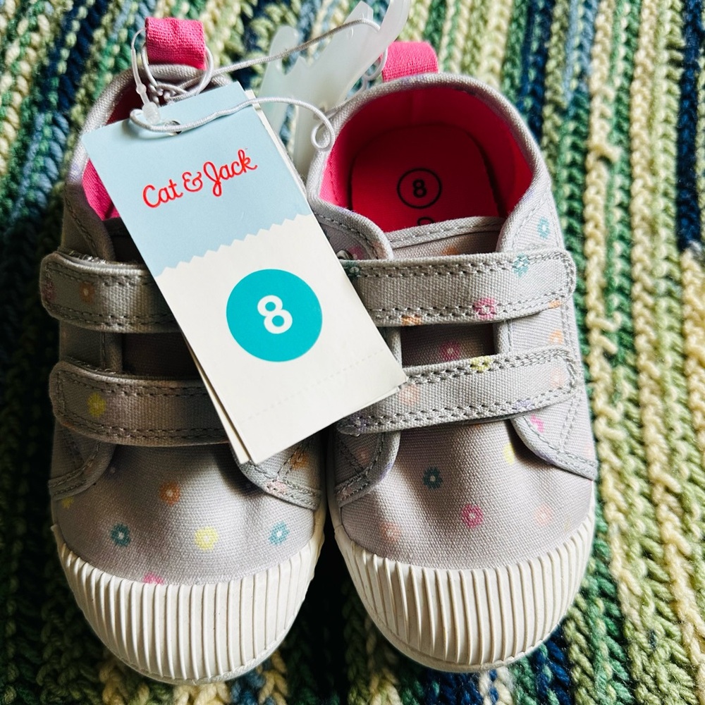 Cat & Jack Gray and Pink Velcro Sneakers for Everyday Comfort